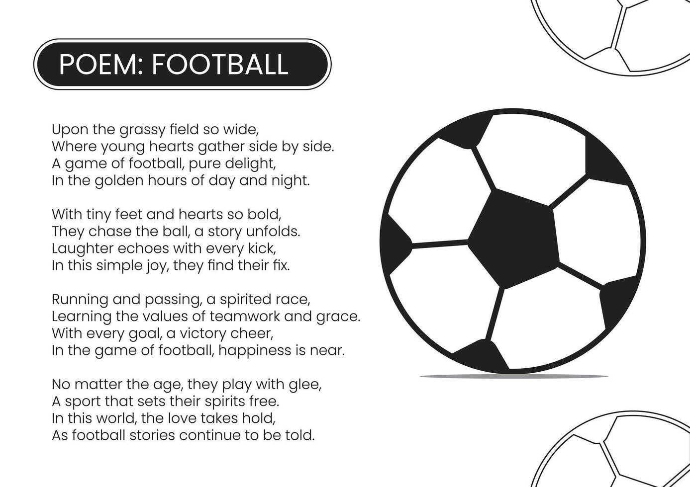 poesi av fotboll i engelsk vektor