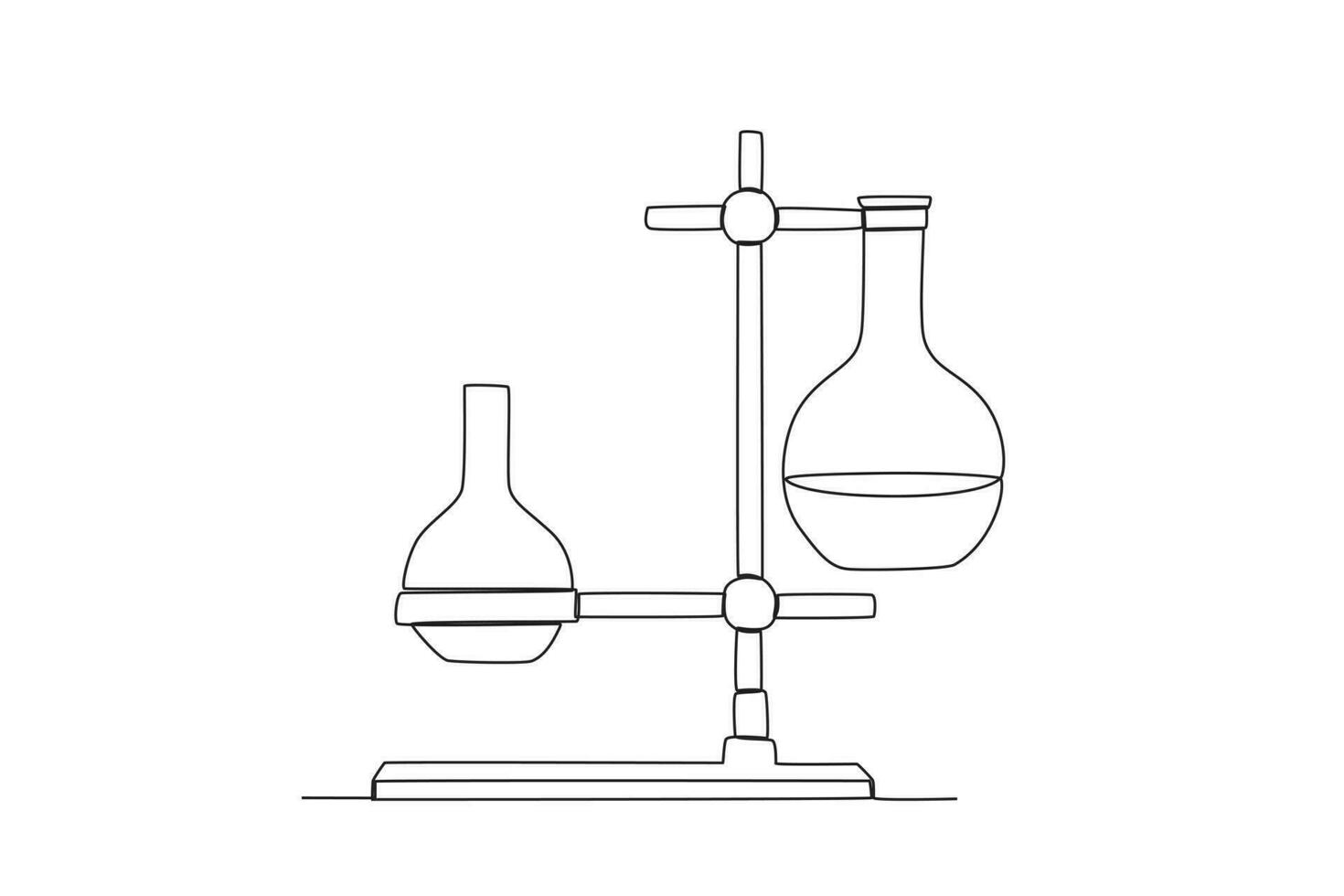 kemisk reaktion experiment på de volumetriska flaska vektor