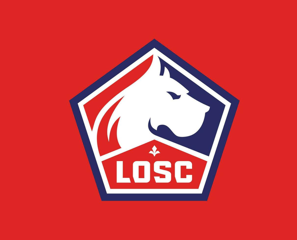 losc lille klubb logotyp symbol ligue 1 fotboll franska abstrakt design vektor illustration med röd bakgrund