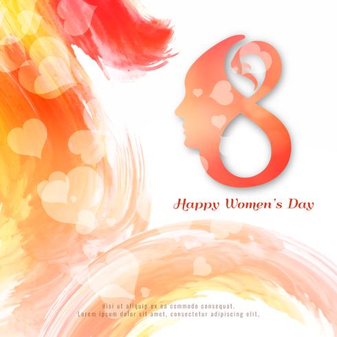 Abstrakt Happy Women&#39;s Day färgstark akvarell bakgrundsdesign vektor