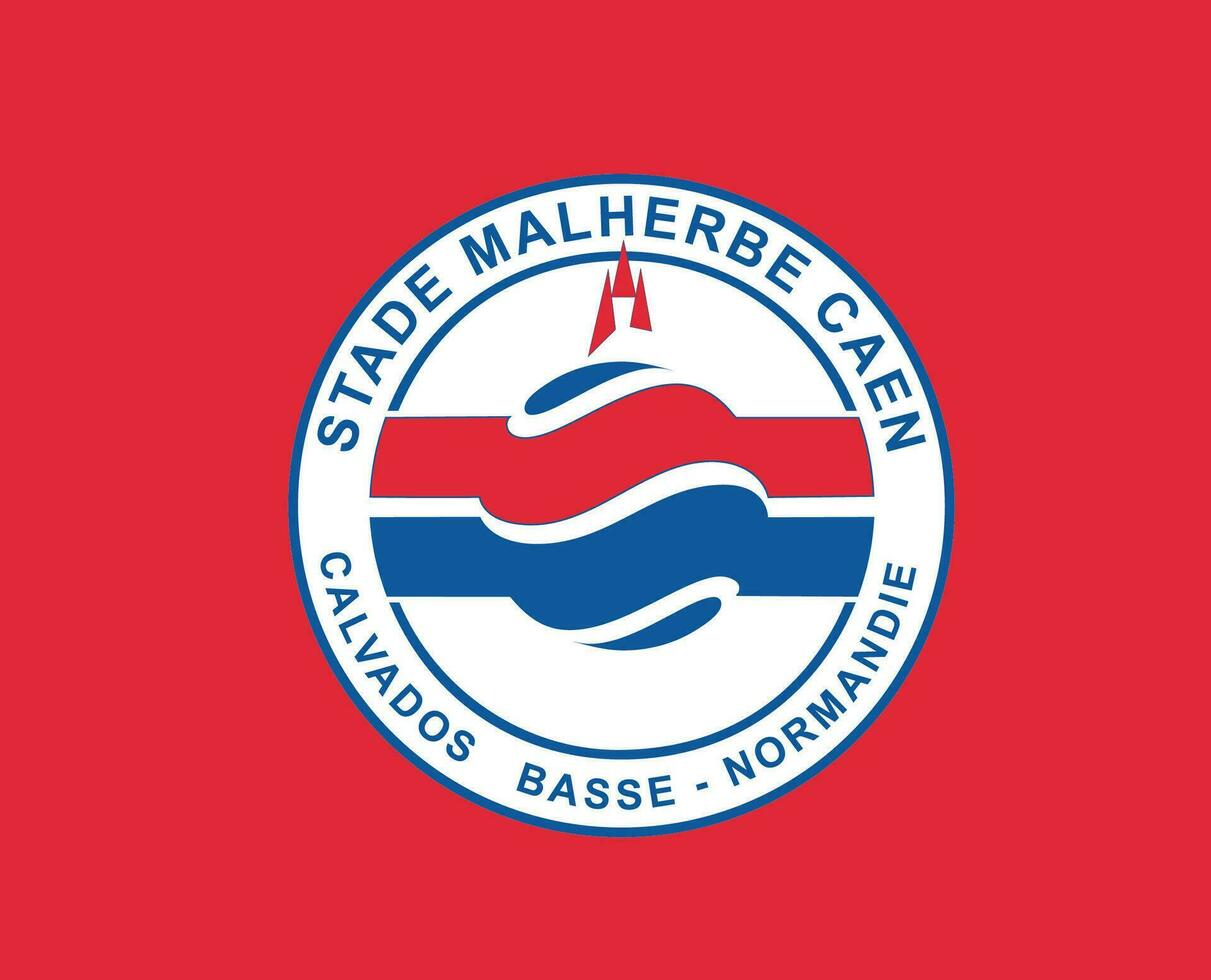 caen klubb symbol logotyp ligue 1 fotboll franska abstrakt design vektor illustration med röd bakgrund