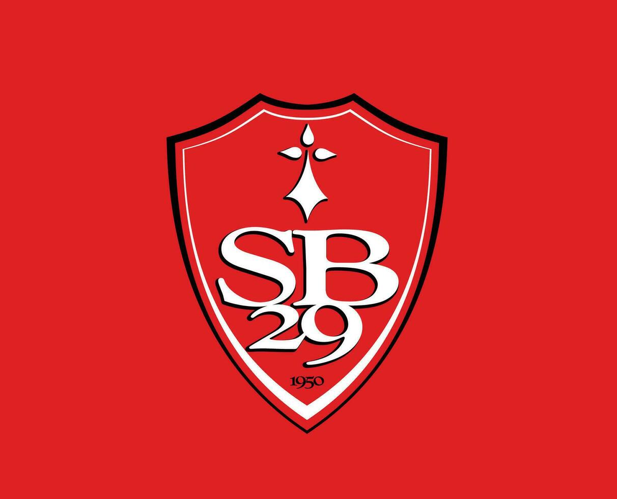 stade brestois klubb logotyp symbol ligue 1 fotboll franska abstrakt design vektor illustration med röd bakgrund