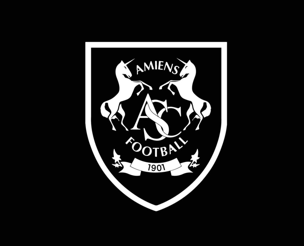 amiens klubb logotyp symbol vit ligue 1 fotboll franska abstrakt design vektor illustration med svart bakgrund