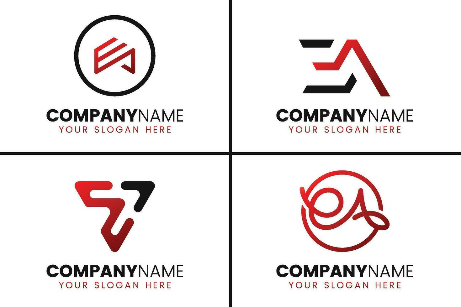 kreativ monogram brev ea logotyp design samling vektor