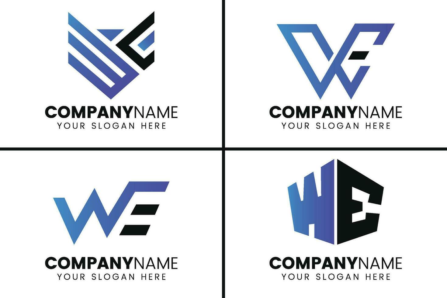 kreativ Monogramm Brief wir Logo Design Sammlung vektor