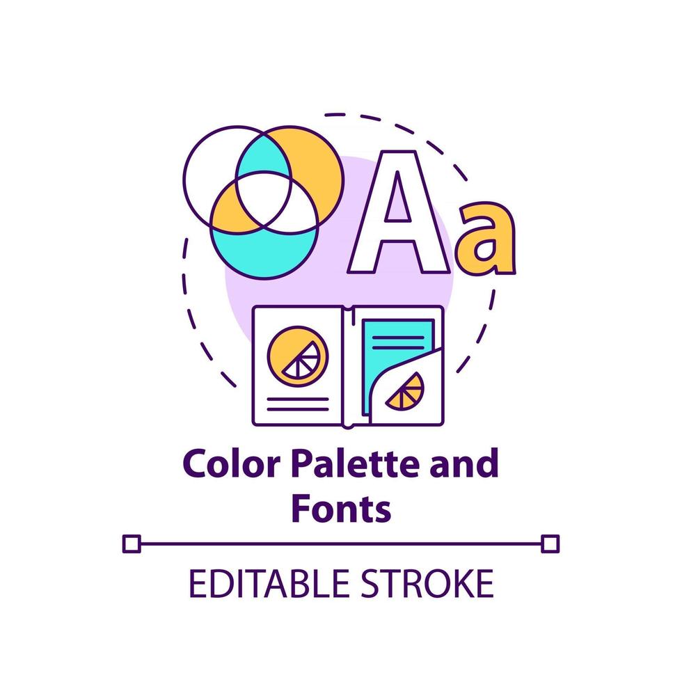 färgpalett och teckensnitt konceptikon vektor