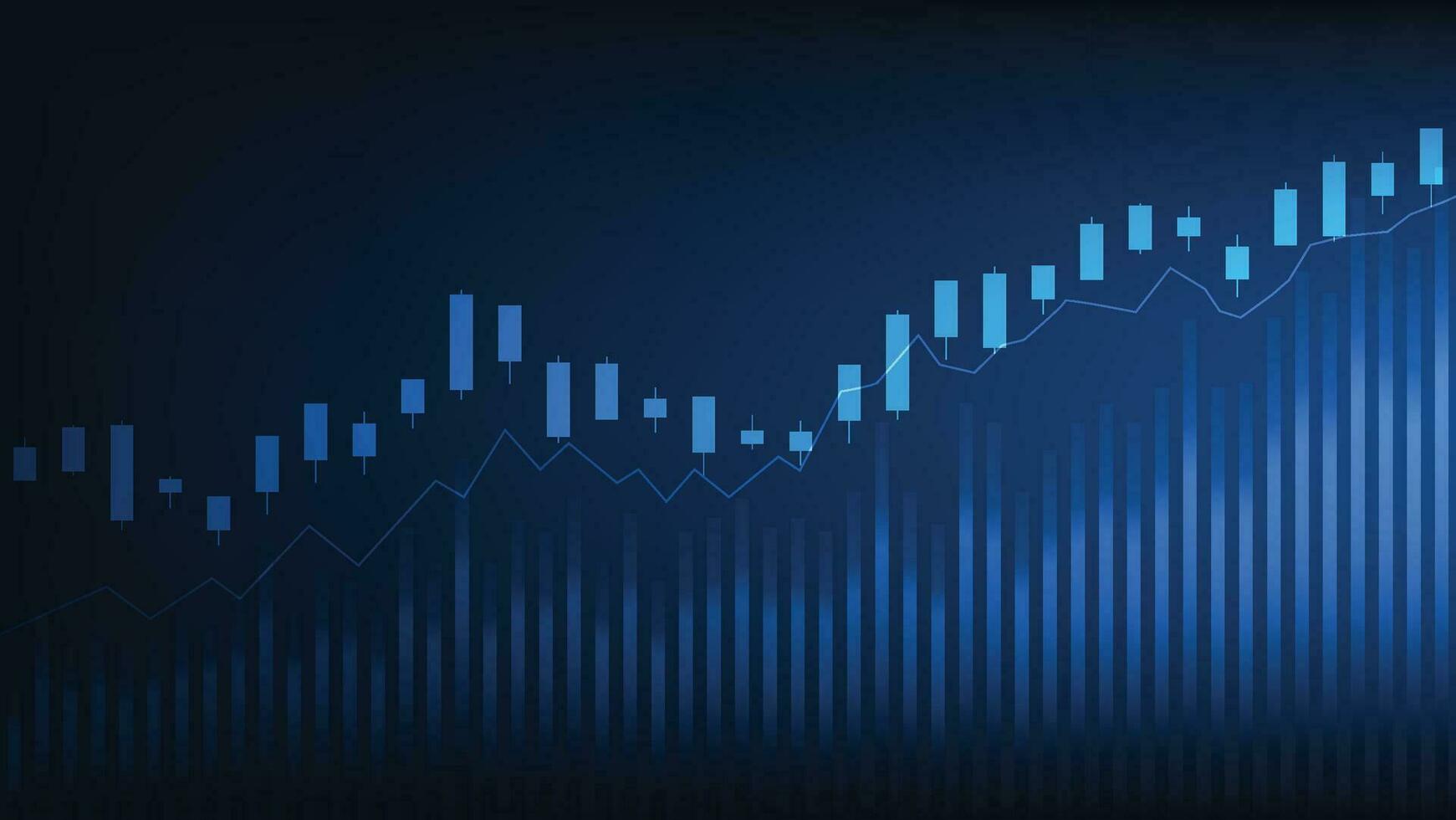 stock marknadsföra trend med bar Diagram och ljusstakar på blå bakgrund vektor