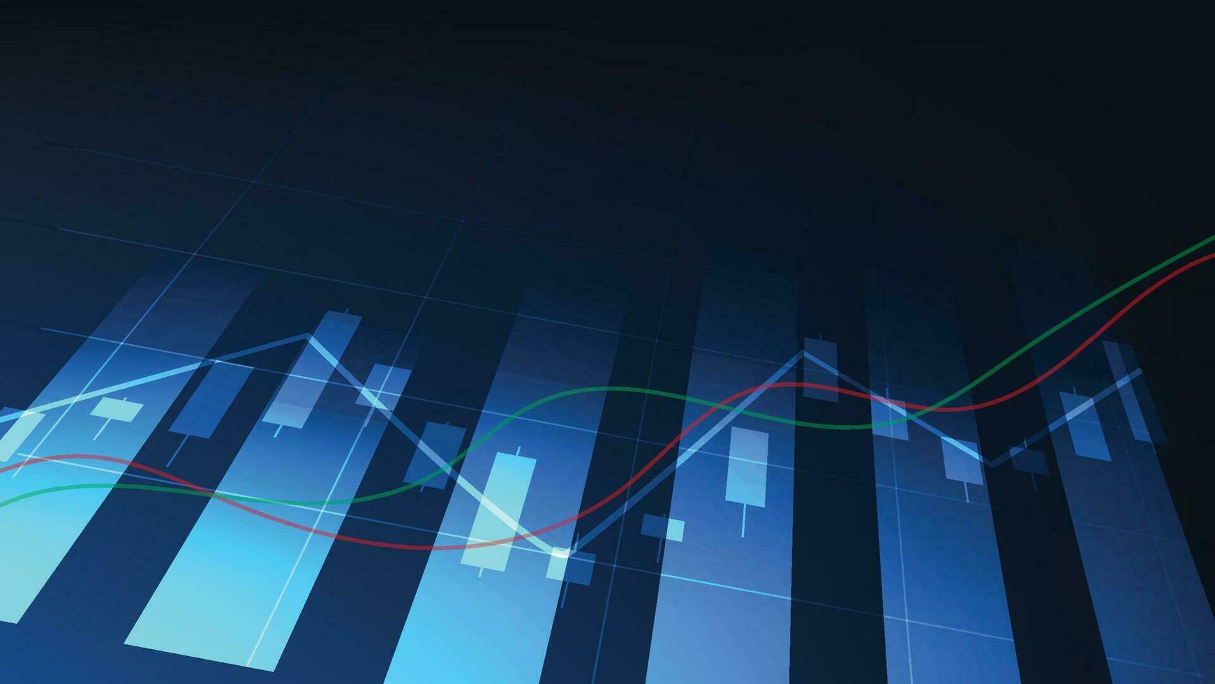 Lager Markt Trend mit Bar Diagramm und Kerzenhalter auf Blau Hintergrund vektor