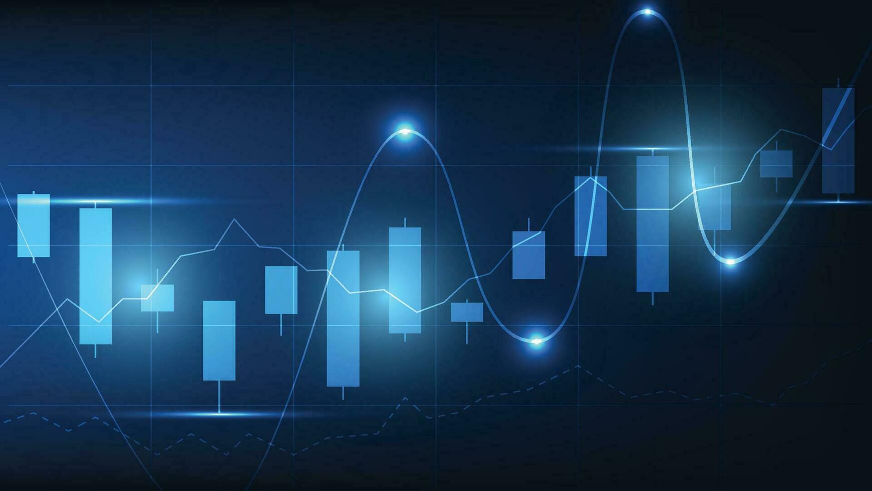 Lager Markt Trend mit Bar Diagramm und Kerzenhalter auf Blau Hintergrund vektor