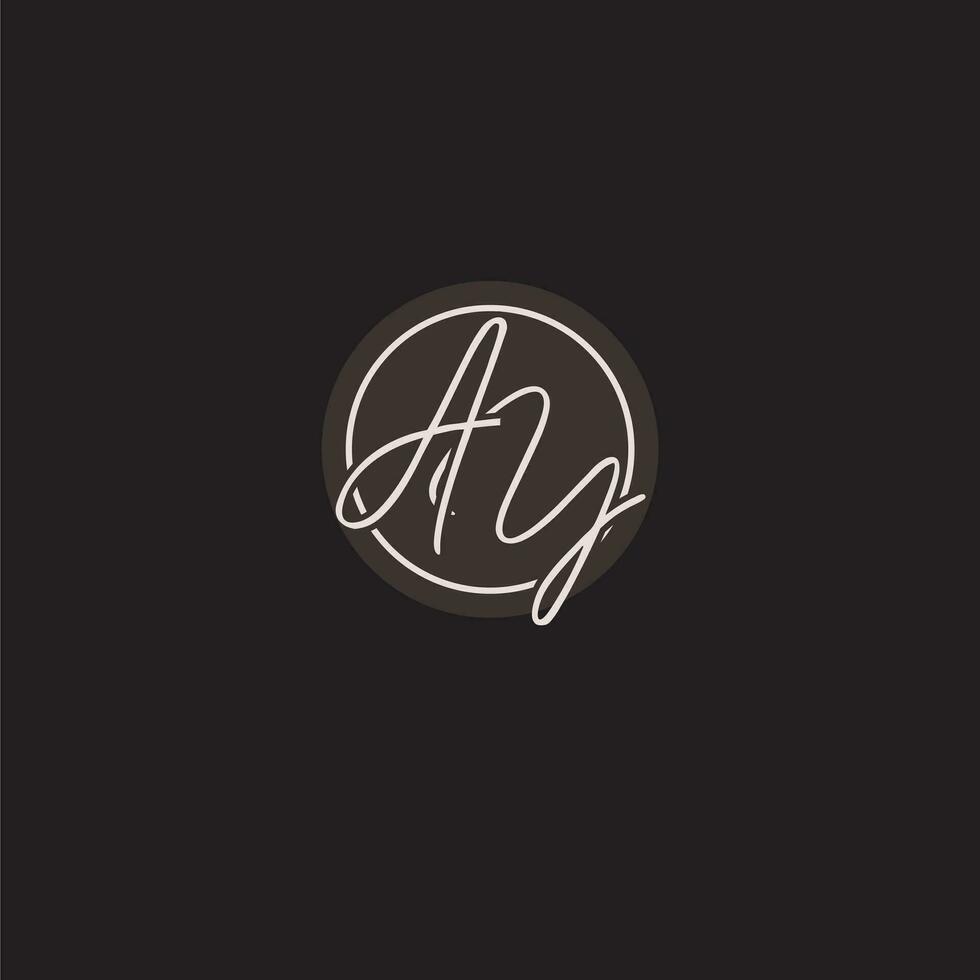 initialer ay logotyp monogram med enkel cirkel linje stil vektor