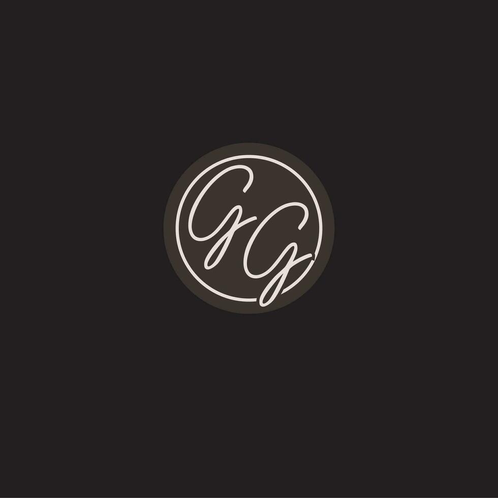 initialer gg logotyp monogram med enkel cirkel linje stil vektor