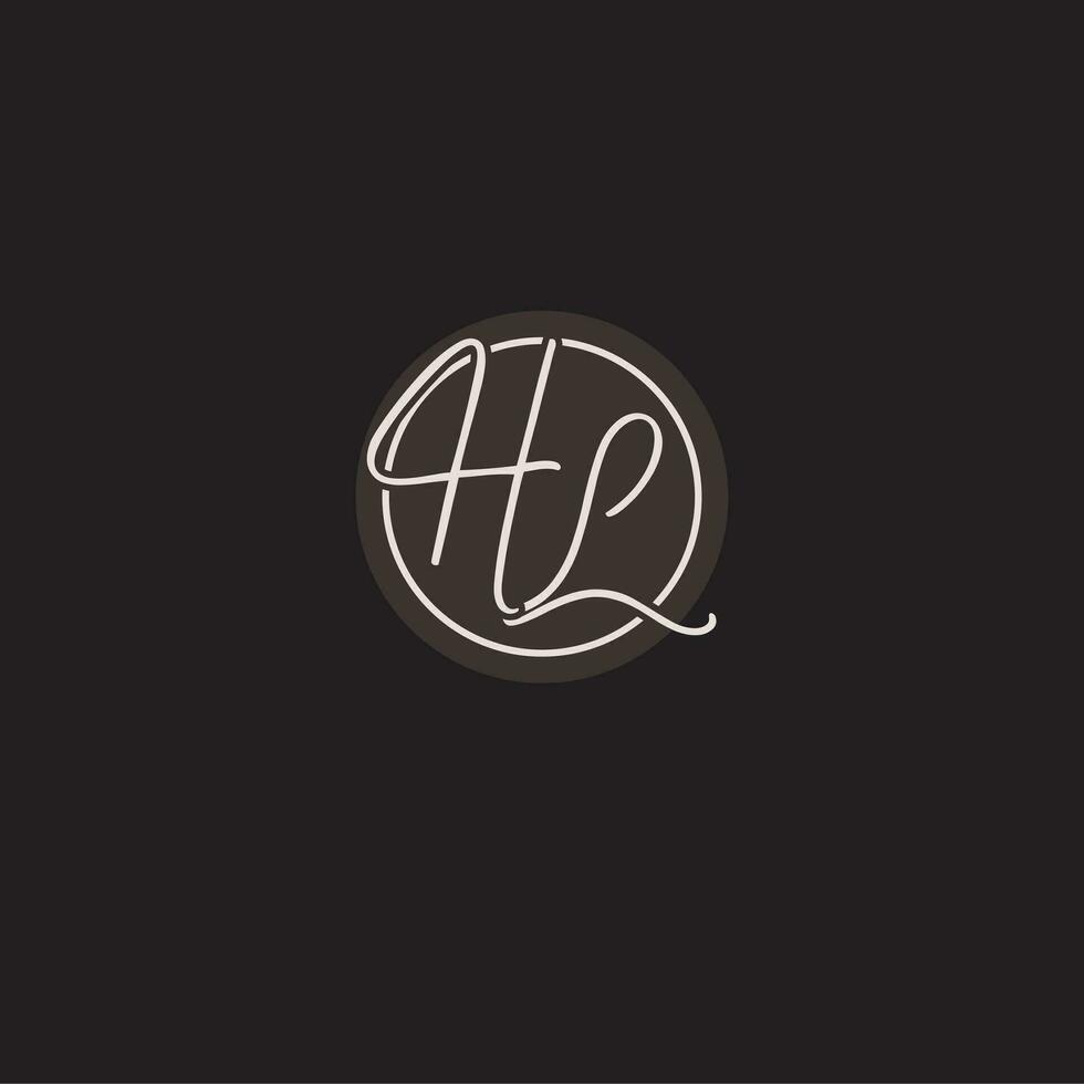 initialer hl logotyp monogram med enkel cirkel linje stil vektor