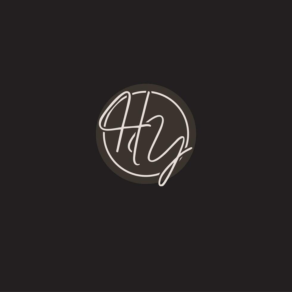 initialer hy logotyp monogram med enkel cirkel linje stil vektor