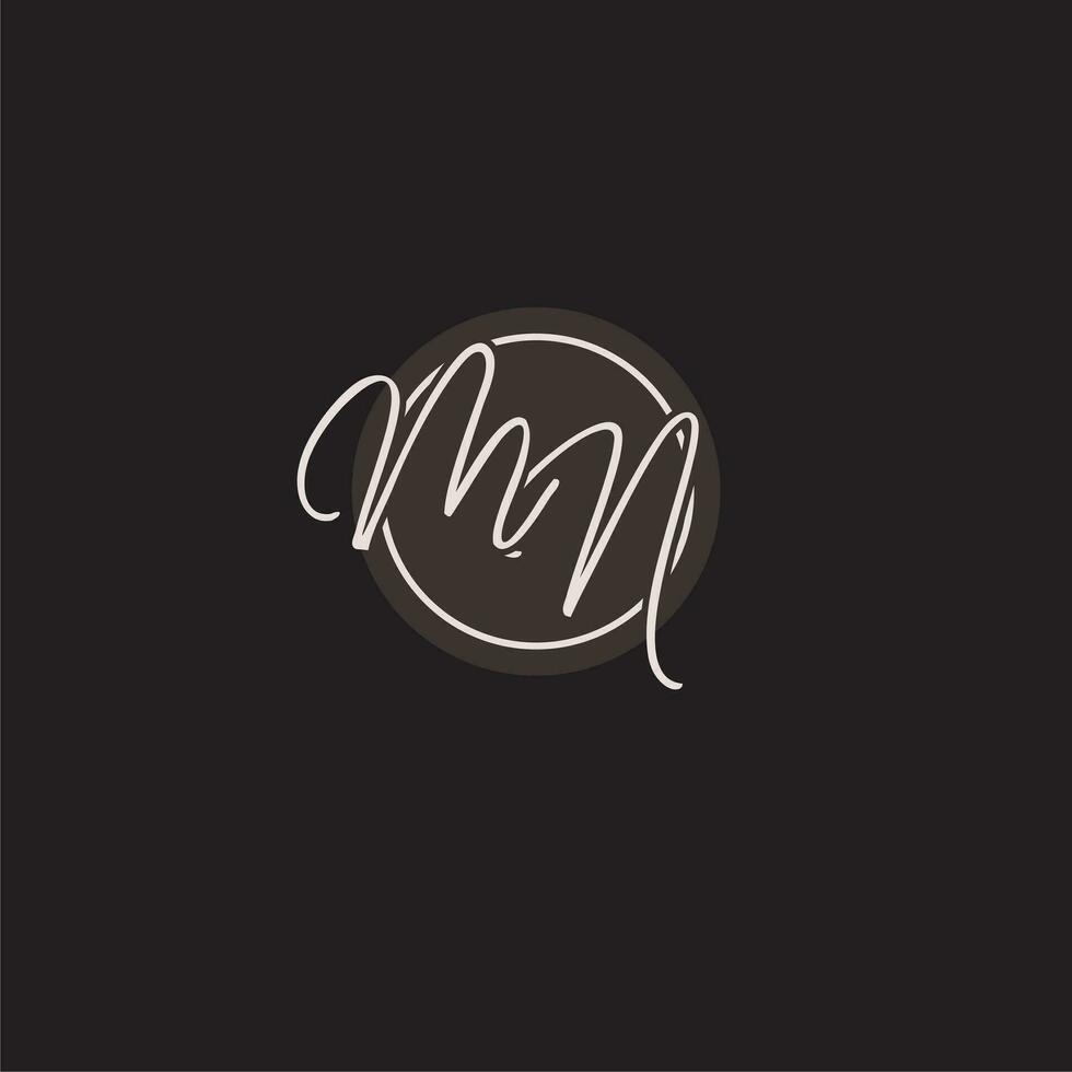 initialer mn logotyp monogram med enkel cirkel linje stil vektor