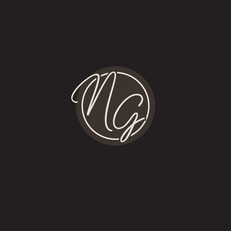 Initialen ng Logo Monogramm mit einfach Kreis Linie Stil vektor