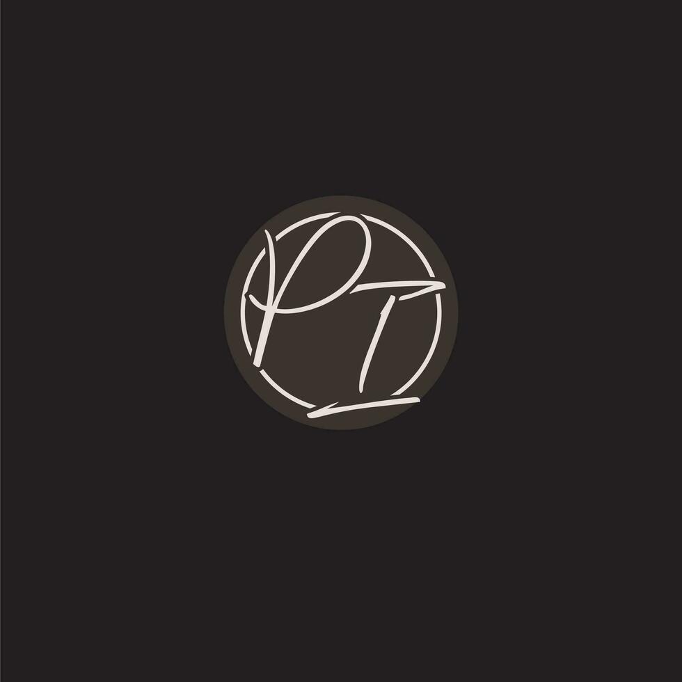 initialer pi logotyp monogram med enkel cirkel linje stil vektor