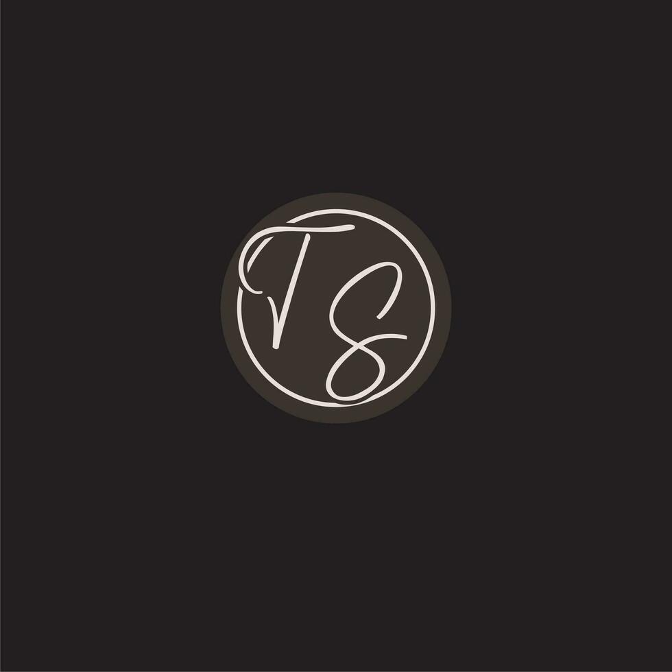 initialer ts logotyp monogram med enkel cirkel linje stil vektor