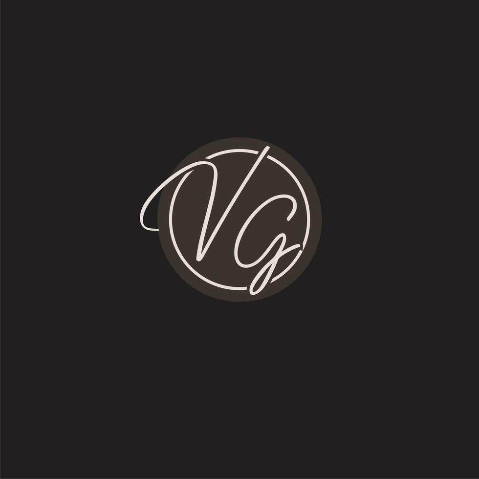 initialer vg logotyp monogram med enkel cirkel linje stil vektor