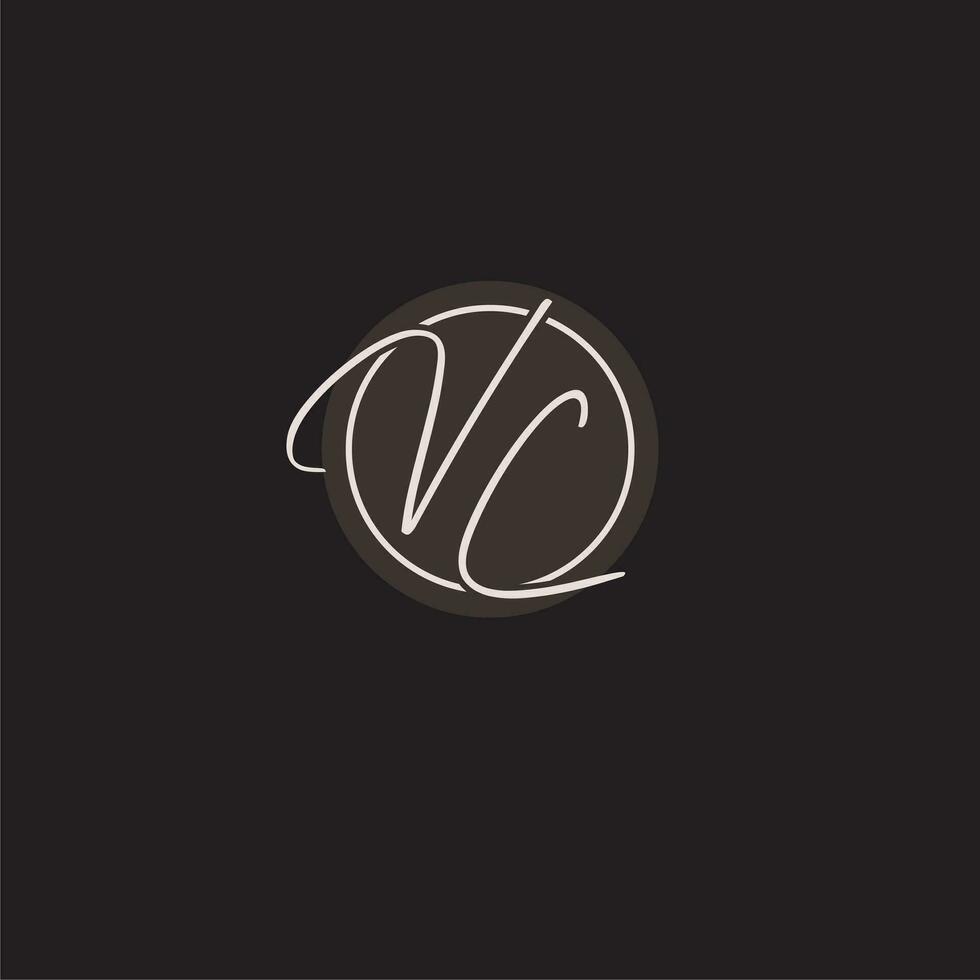 initialer vc logotyp monogram med enkel cirkel linje stil vektor