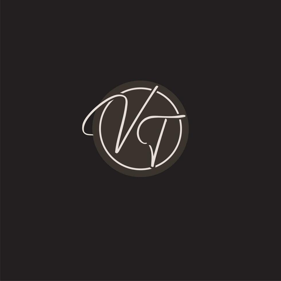 Initialen vt Logo Monogramm mit einfach Kreis Linie Stil vektor