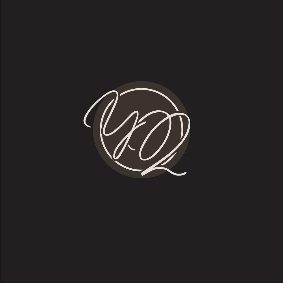 initialer yq logotyp monogram med enkel cirkel linje stil vektor