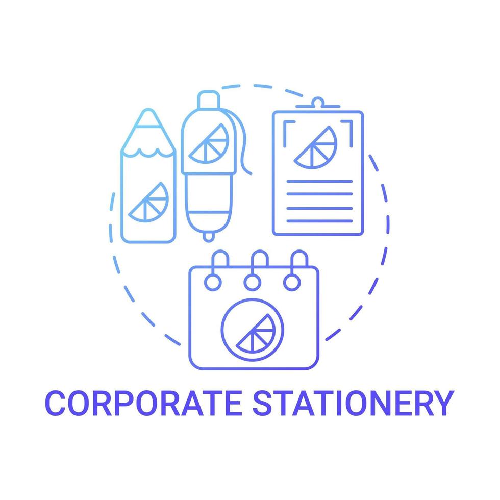 Symbol für das Konzept des Firmenbriefpapiers. Corporate Branding Touchpoint abstrakte Idee dünne Linie Illustration. Markenstrategie. gut gestaltetes Marken-Briefpapier. Vektor isolierte Umriss-Farbzeichnung