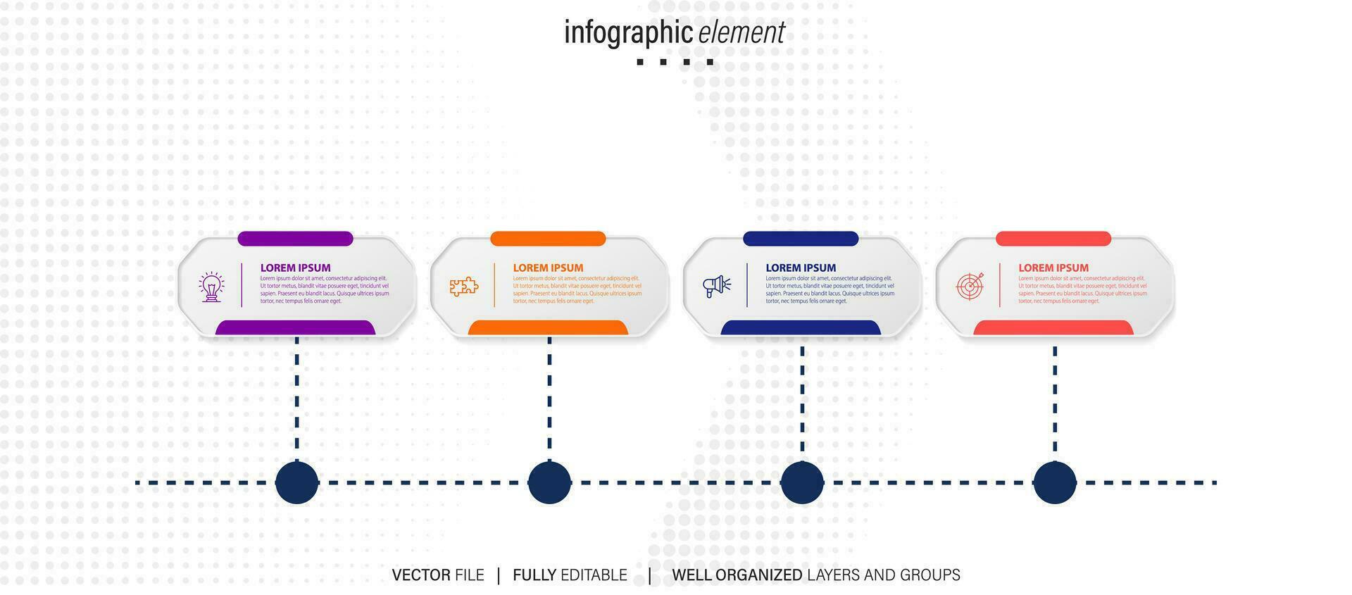 Geschäft Prozess Infografik Vorlage. dünn Linie Design mit Zahlen 4 Optionen oder Schritte. Vektor Illustration Grafik Design