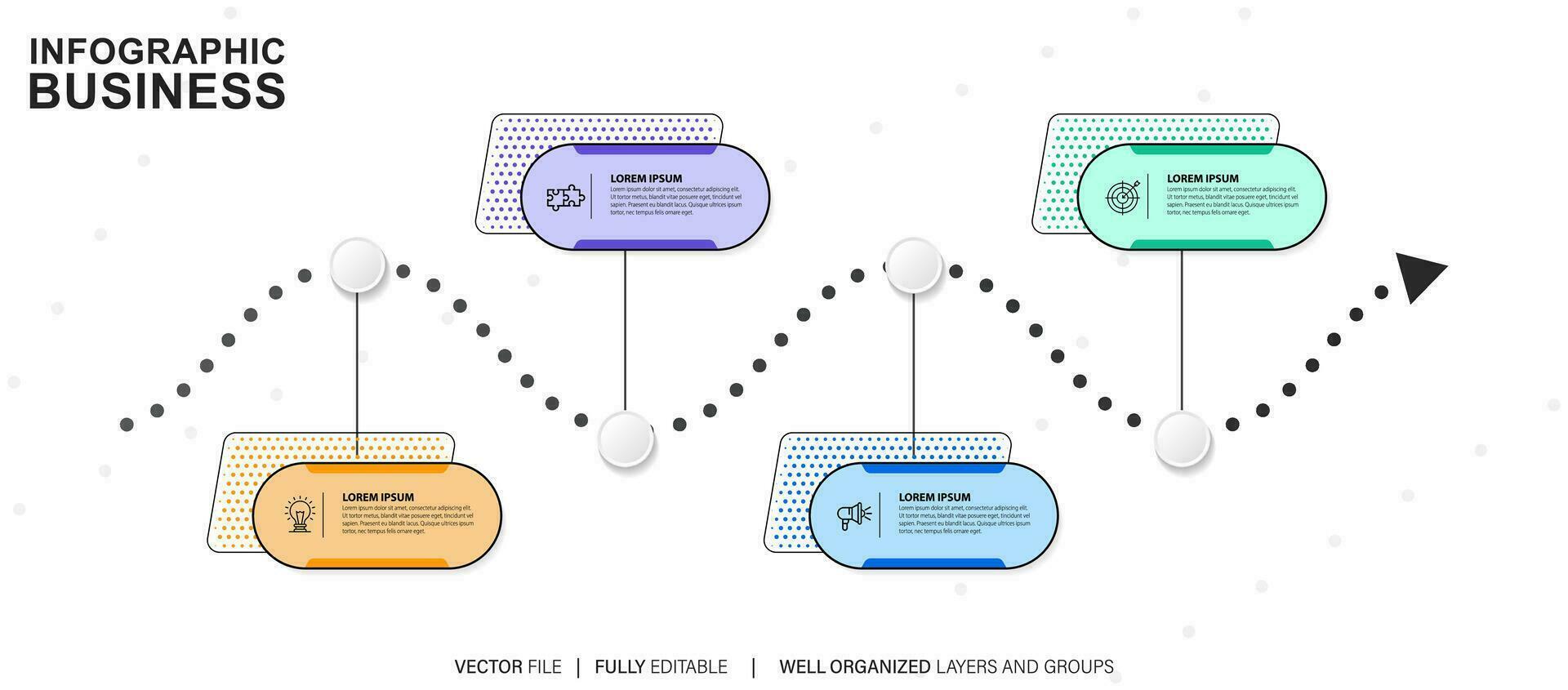 tunn linje infographic schema med 4 alternativ. vektor mall för