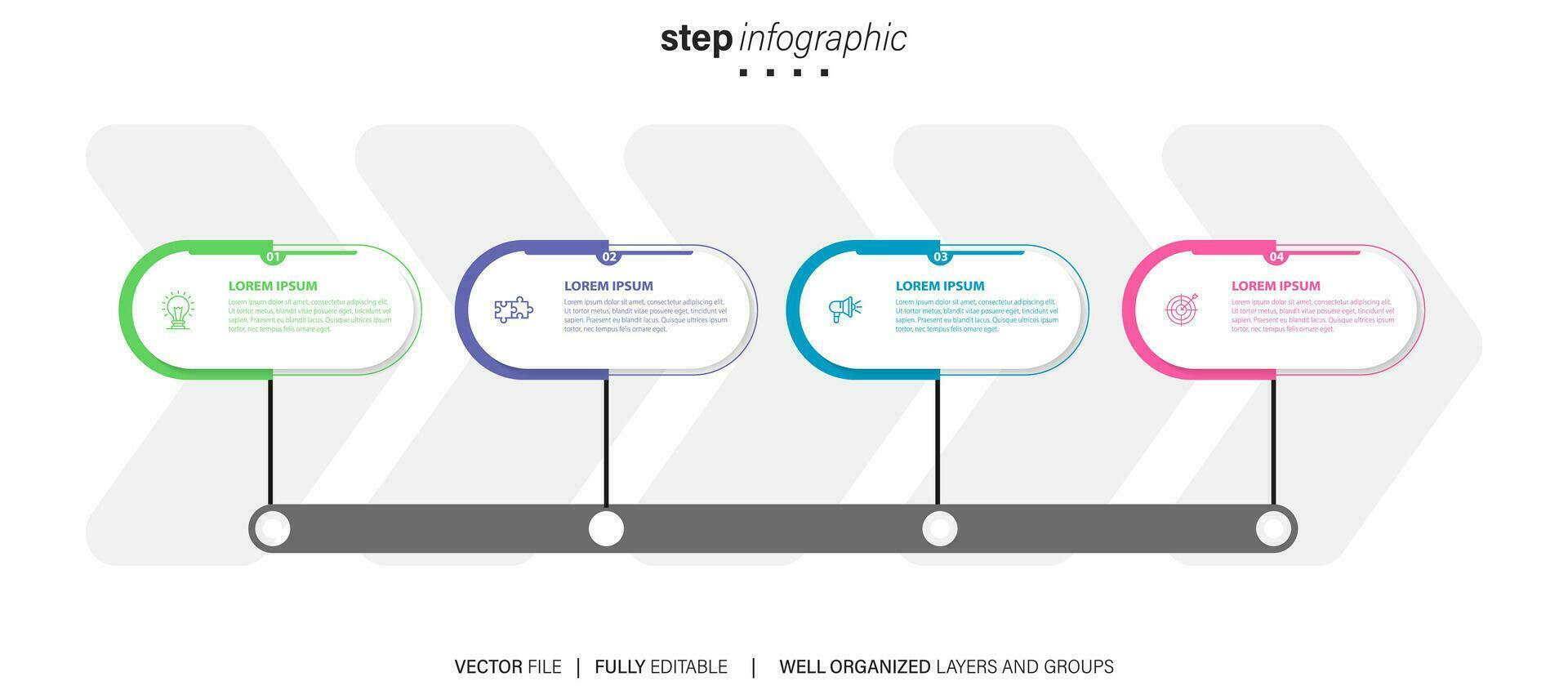 abstrakt Elemente von Graph Infografik Vorlage mit Etikett, integriert Kreise. Geschäft Konzept mit 4 Optionen. zum Inhalt, Diagramm, Flussdiagramm, Schritte, Teile, Zeitleiste Infografiken, Arbeitsablauf Layout vektor