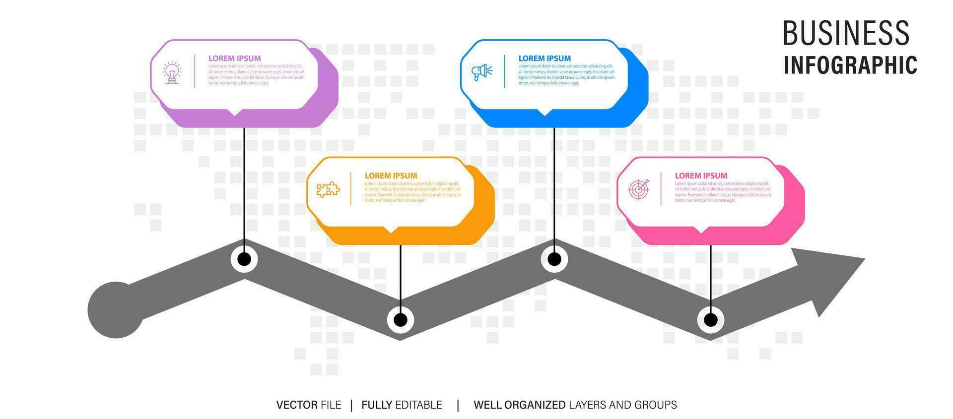 abstrakt element av Graf infographic mall med märka, integrerad cirklar. företag begrepp med 4 alternativ. för innehåll, diagram, flödesschema, steg, delar, tidslinje infografik, arbetsflöde layout vektor