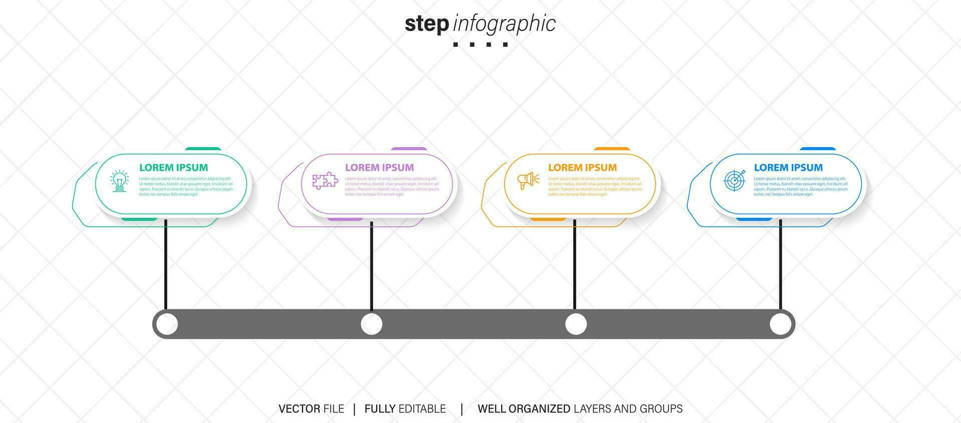 abstrakt element av Graf infographic mall med märka, integrerad cirklar. företag begrepp med 4 alternativ. för innehåll, diagram, flödesschema, steg, delar, tidslinje infografik, arbetsflöde layout vektor