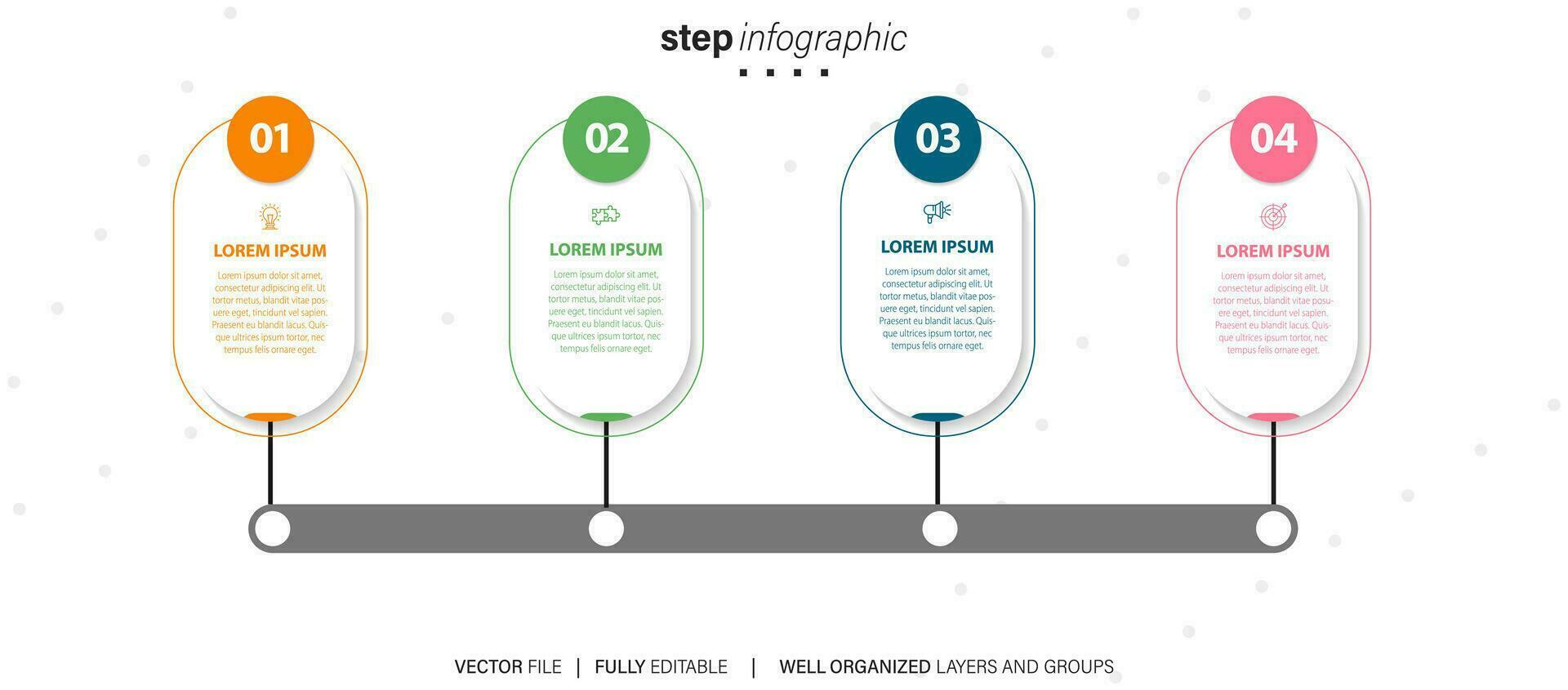 cirkulär layout diagram med 4 lista av steg, cirkulär layout diagram infographic element mall vektor