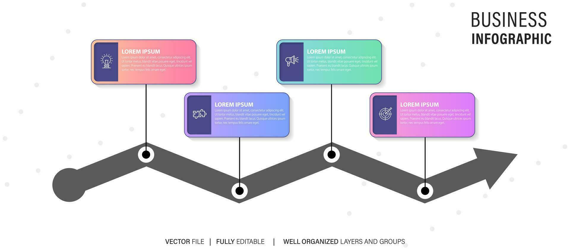 4 Elemente planen, Diagramm. vier in Verbindung gebracht Runden. Infografik Vorlage. vektor