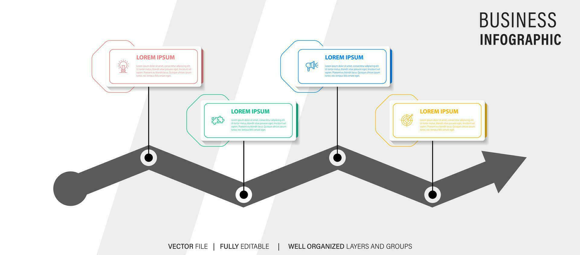 modern 3d Infografik Vorlage mit 4 Schritte. Geschäft Kreis Vorlage mit Optionen zum Broschüre, Diagramm, Arbeitsablauf, Zeitleiste, Netz Design. Vektor eps 10