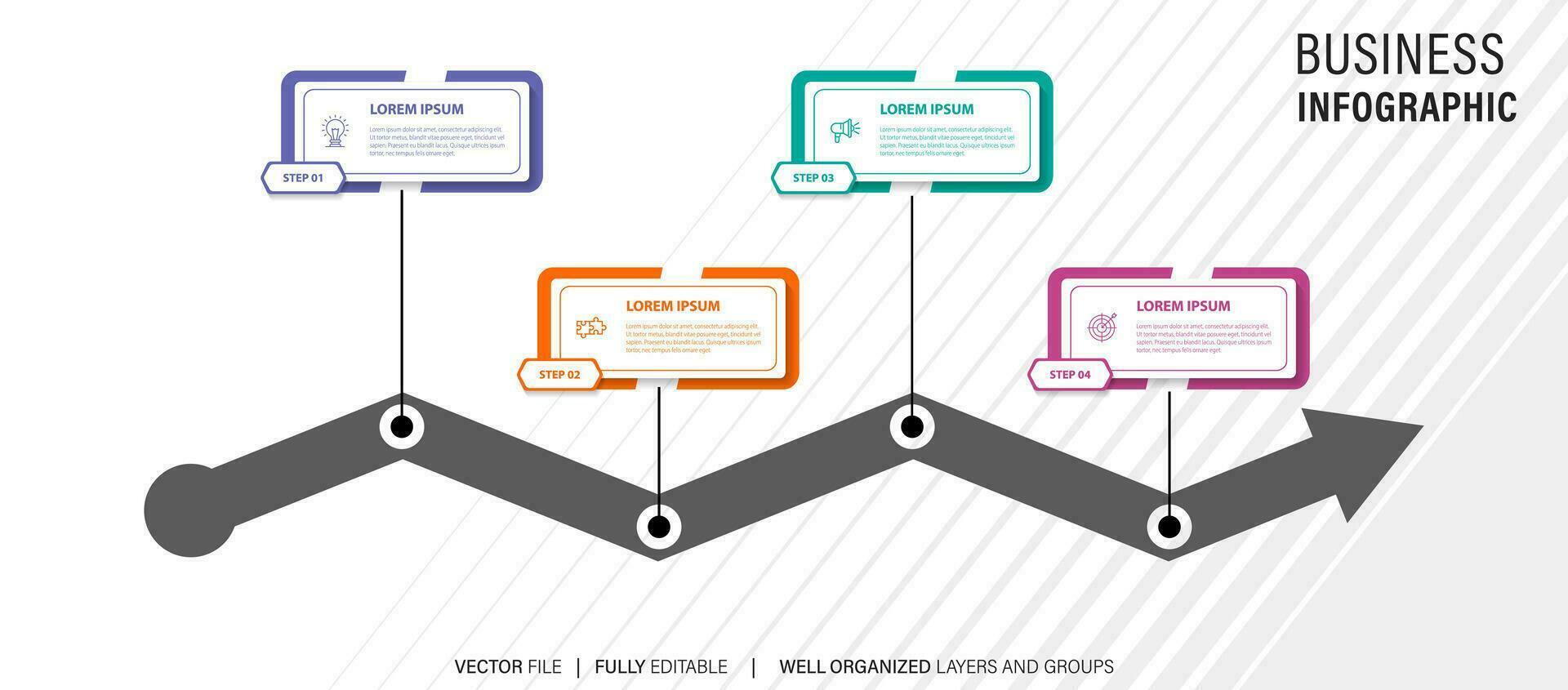 modern 3d Infografik Vorlage mit 4 Schritte. Geschäft Kreis Vorlage mit Optionen zum Broschüre, Diagramm, Arbeitsablauf, Zeitleiste, Netz Design. Vektor eps 10