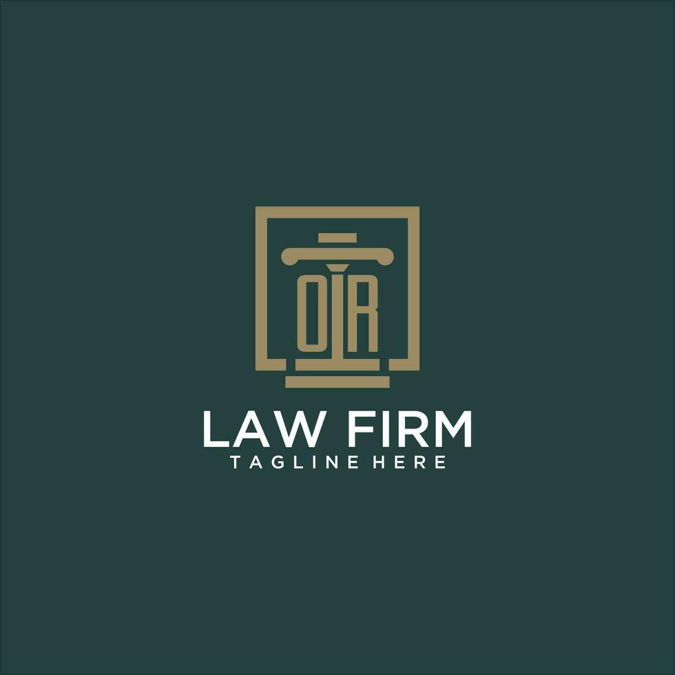 eller första monogram logotyp för advokatbyrå med pelare design i kreativ fyrkant vektor