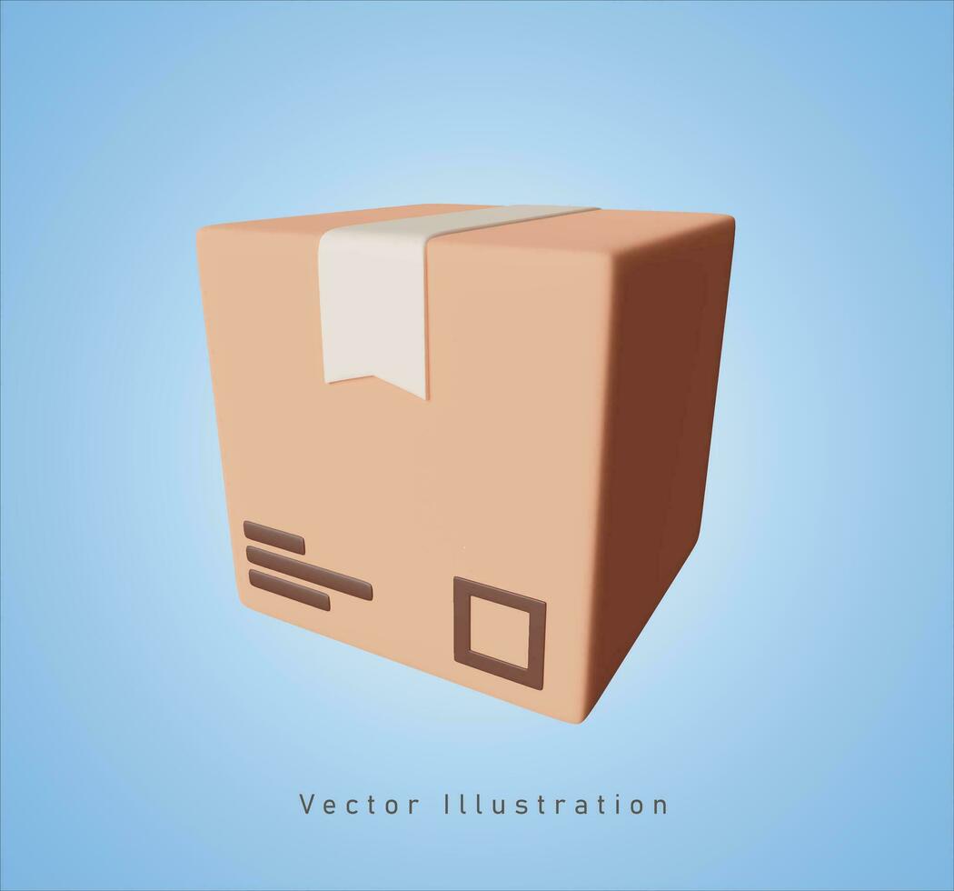 kartong låda i 3d vektor illustration