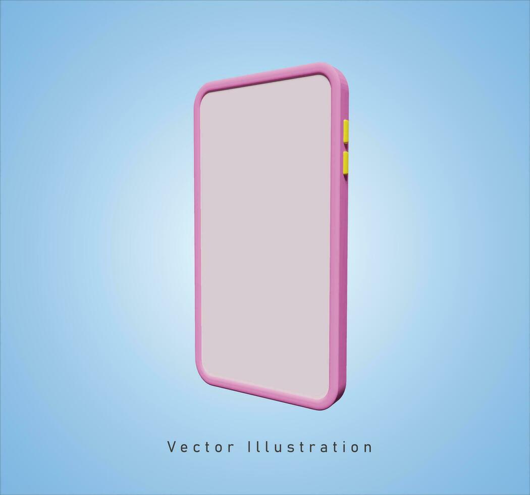 Rosa Smartphone mit leer Bildschirm im 3d Vektor Illustration