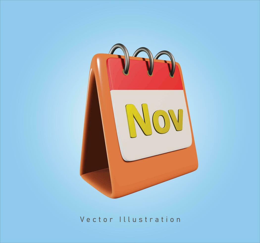 november kalender tecken i 3d vektor illustration