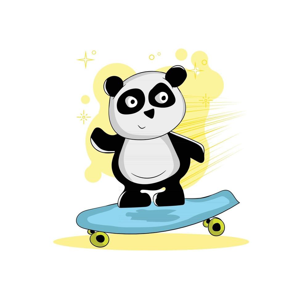 söt panda på skateboard vektor