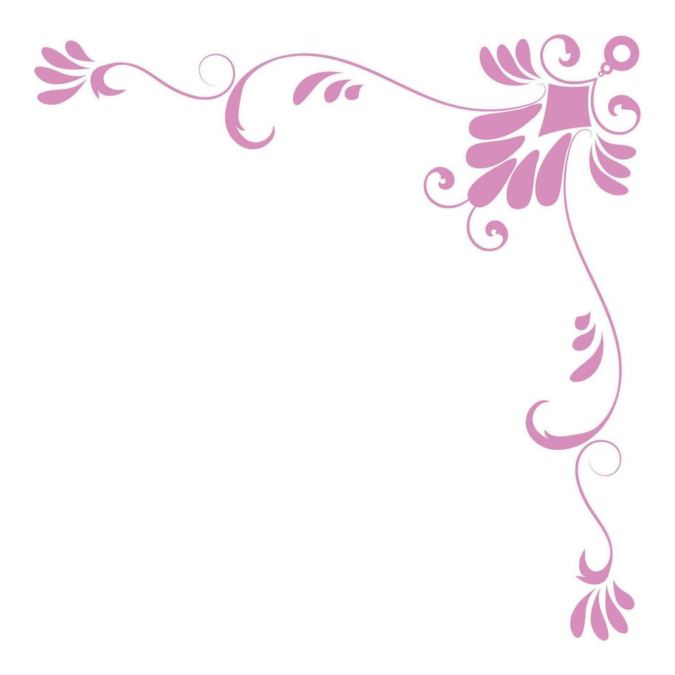 rosa årgång hörn, tunn linje victorian mitten åldrar fint svart monogram ramar, design element samling, abstrakt ikoner, enkel symboler av blommor. vektor