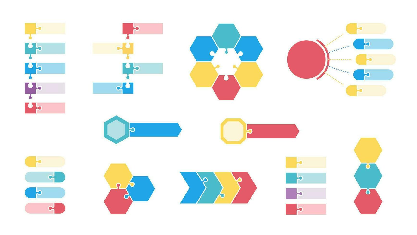 Infografik eben Farbe Design Vorlage. Geschäft Puzzle Konzept. Vektor