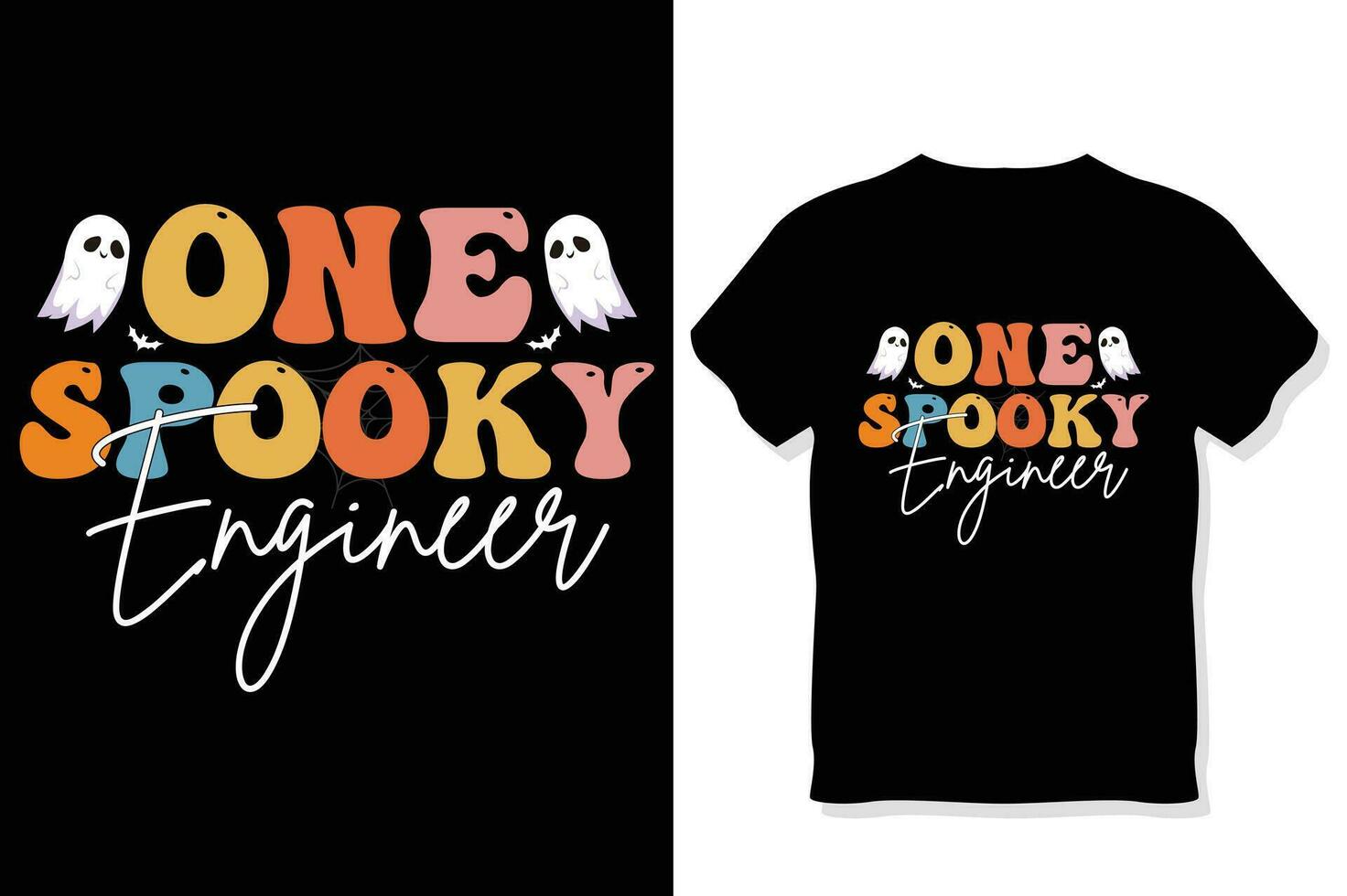 ett läskigt ingenjör, retro halloween t skjorta design vektor