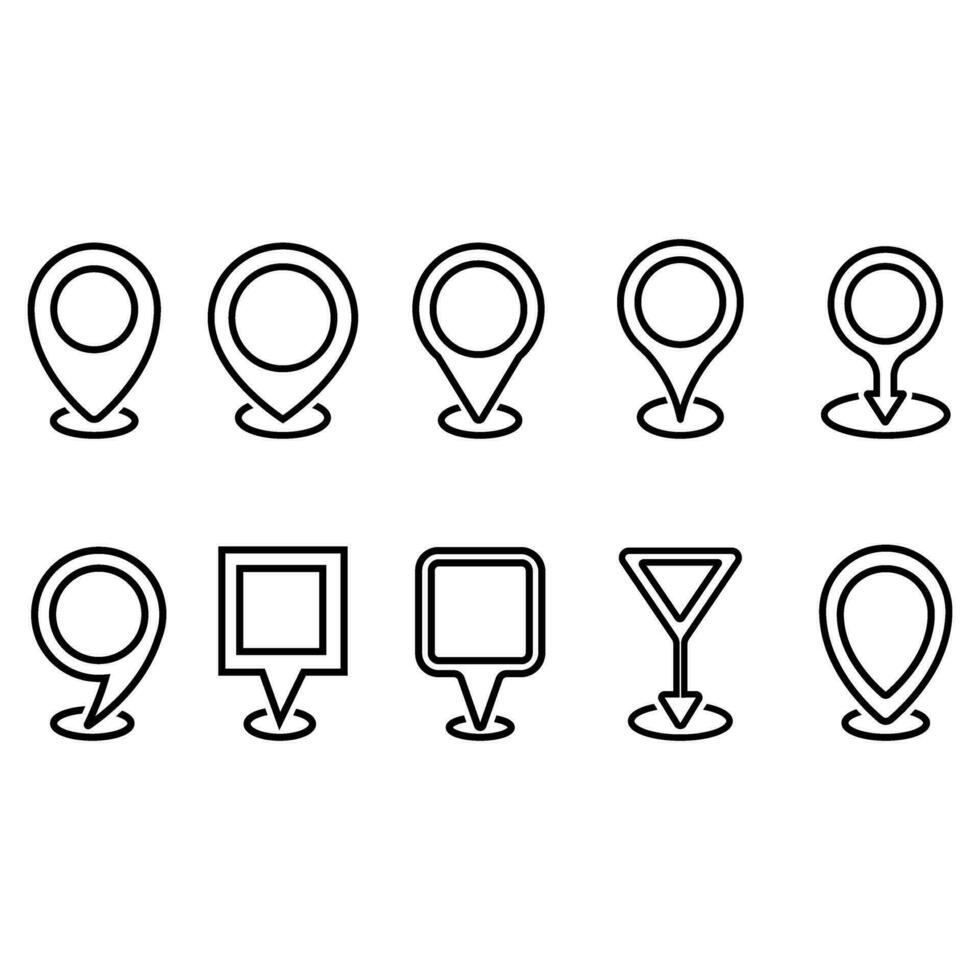 Ort Vektor Iconset. Punkt Illustration Zeichen Sammlung. Position Symbol. Platz Logo.