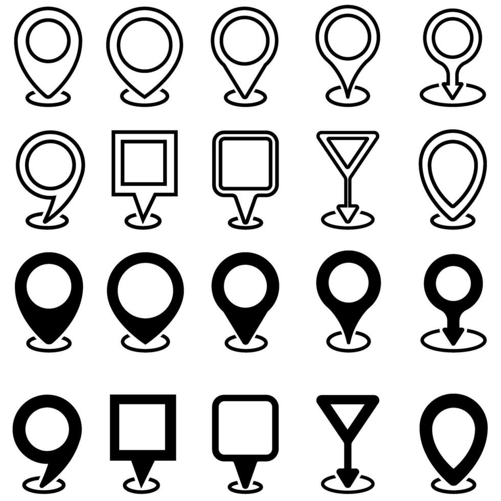 plats vektor ikonuppsättning. punkt illustration tecken samling. placera symbol. plats logotyp.