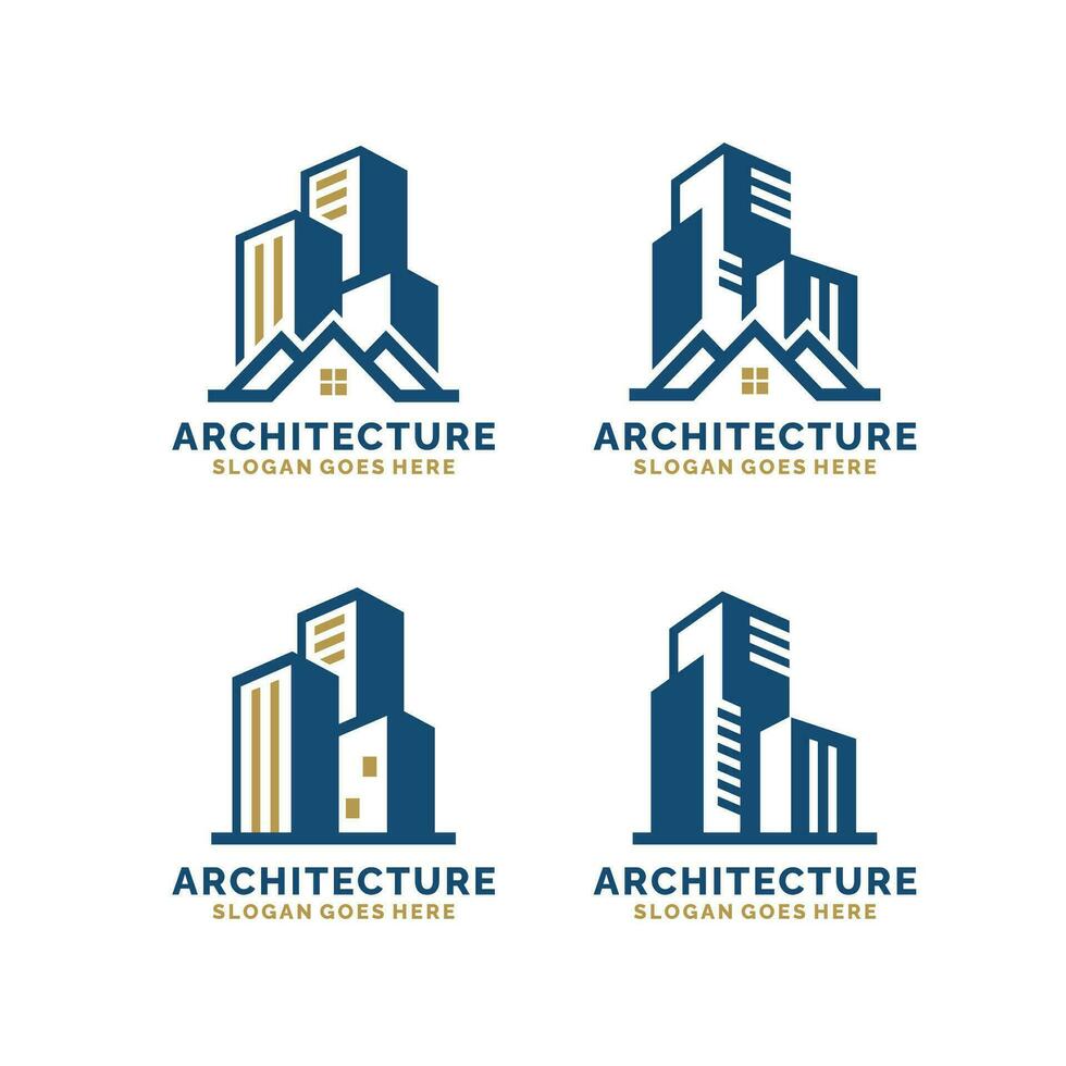 echt Anwesen, die Architektur, Konstruktion Logo einstellen Design Vektor Illustration