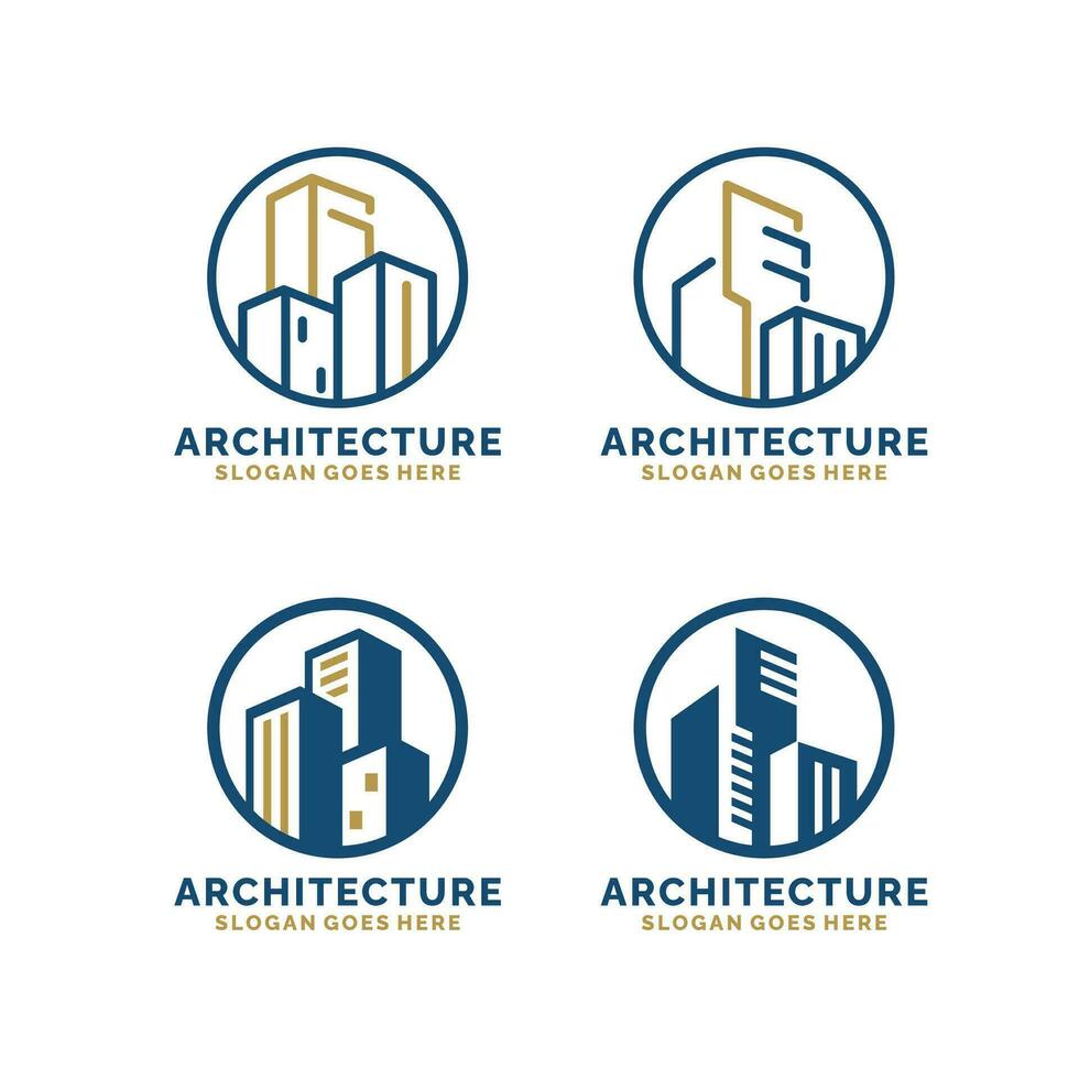 echt Anwesen, die Architektur, Konstruktion Logo einstellen Design Vektor Illustration