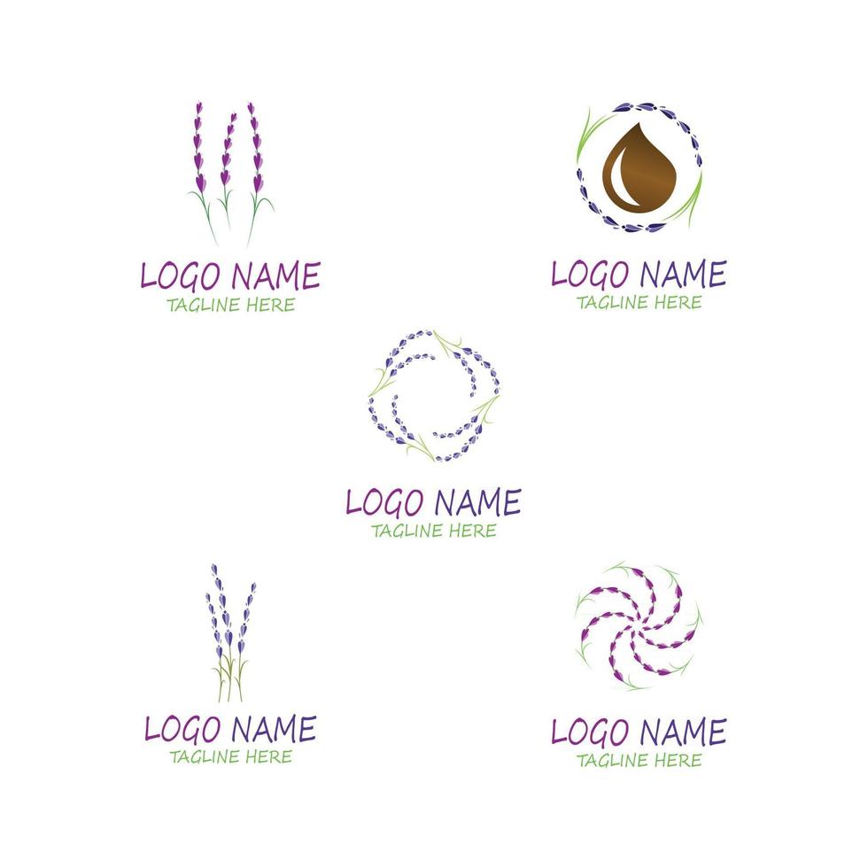 lavendel blommig aromatisk logotyp vektor ikon illustration design