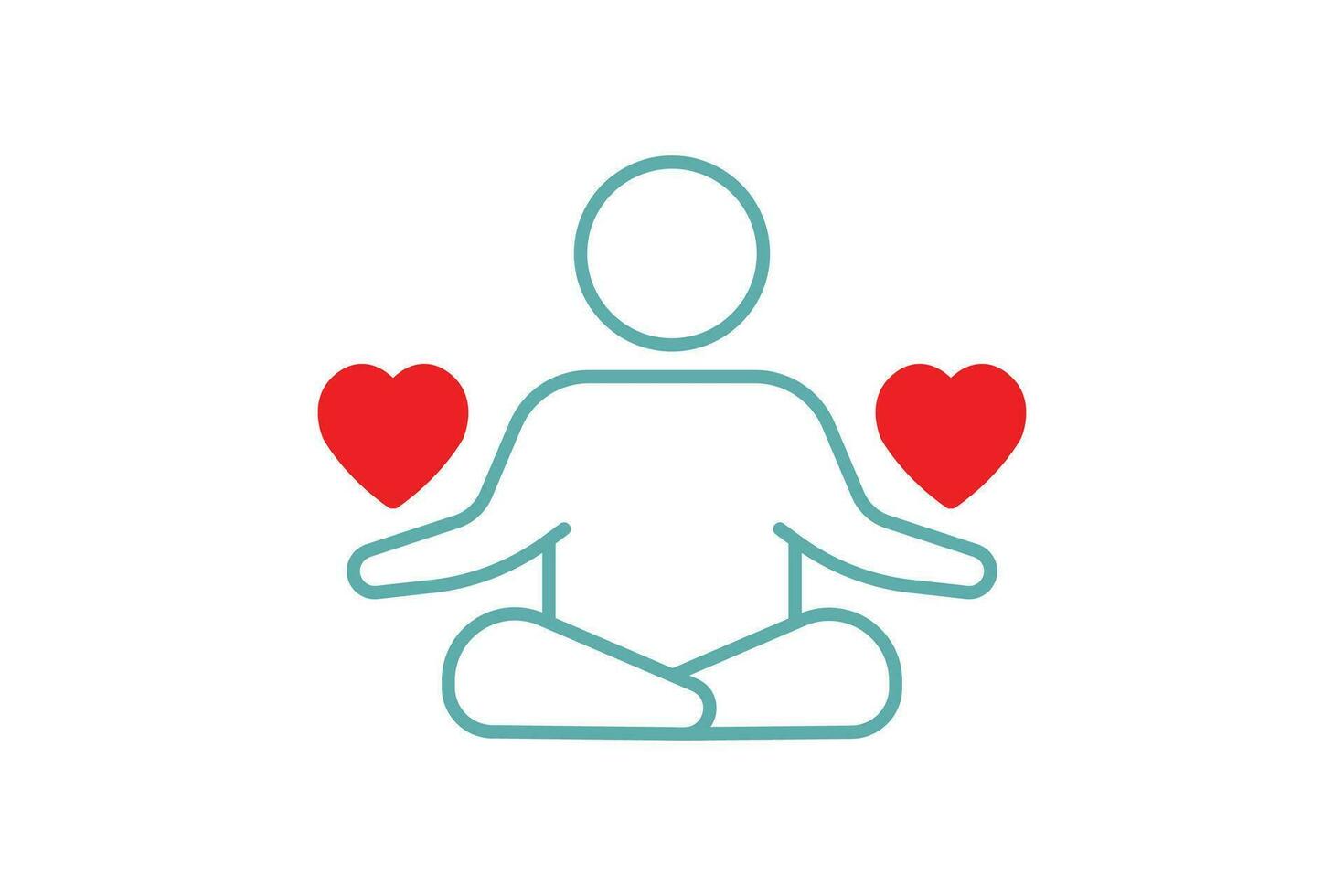 meditation ikon. mediterar med hjärta utgör mänsklig. ikon relaterad till friska levande, yoga, meditation, avslappning. duo tona ikon stil design. enkel vektor design redigerbar