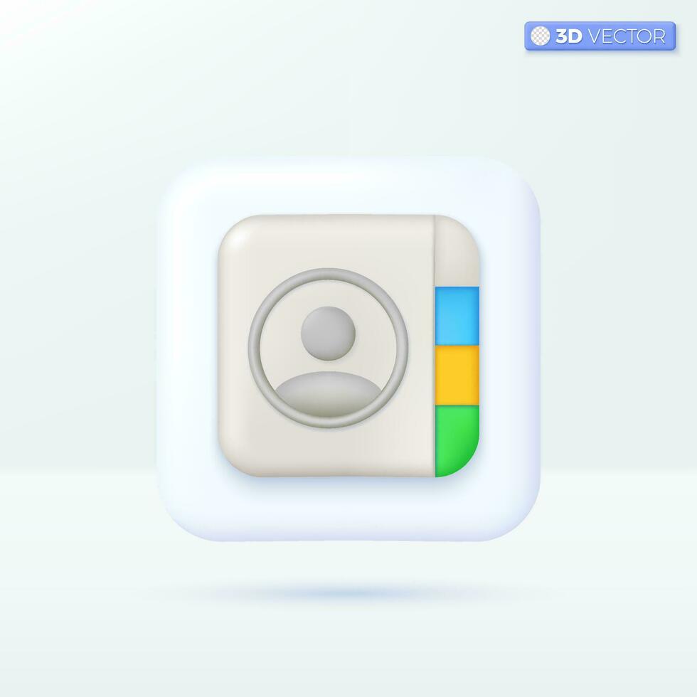 adress telefon bok ikon symboler. Kontakt information, vän kommunikation, företag partners begrepp. 3d vektor isolerat illustration design. tecknad serie pastell minimal stil. för design ux, ui, skriva ut ad